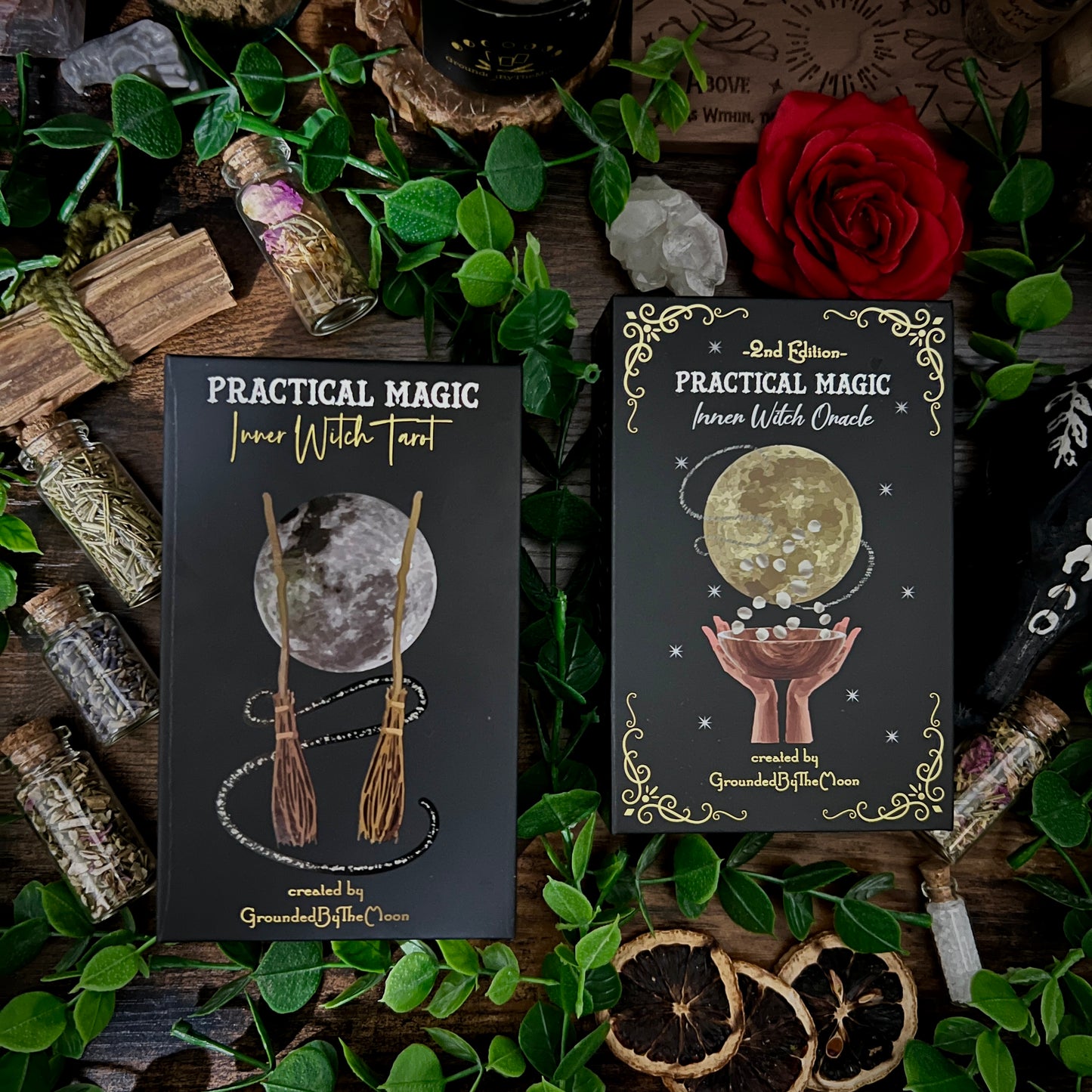 Set of Practical Magic : Inner Witch Decks with Drawstring Velvet Bag & Reading Cloth